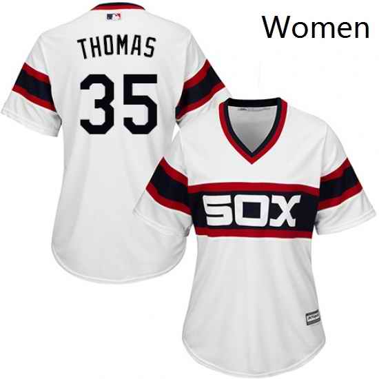 Womens Majestic Chicago White Sox 35 Frank Thomas Authentic White 2013 Alternate Home Cool Base MLB Jersey
